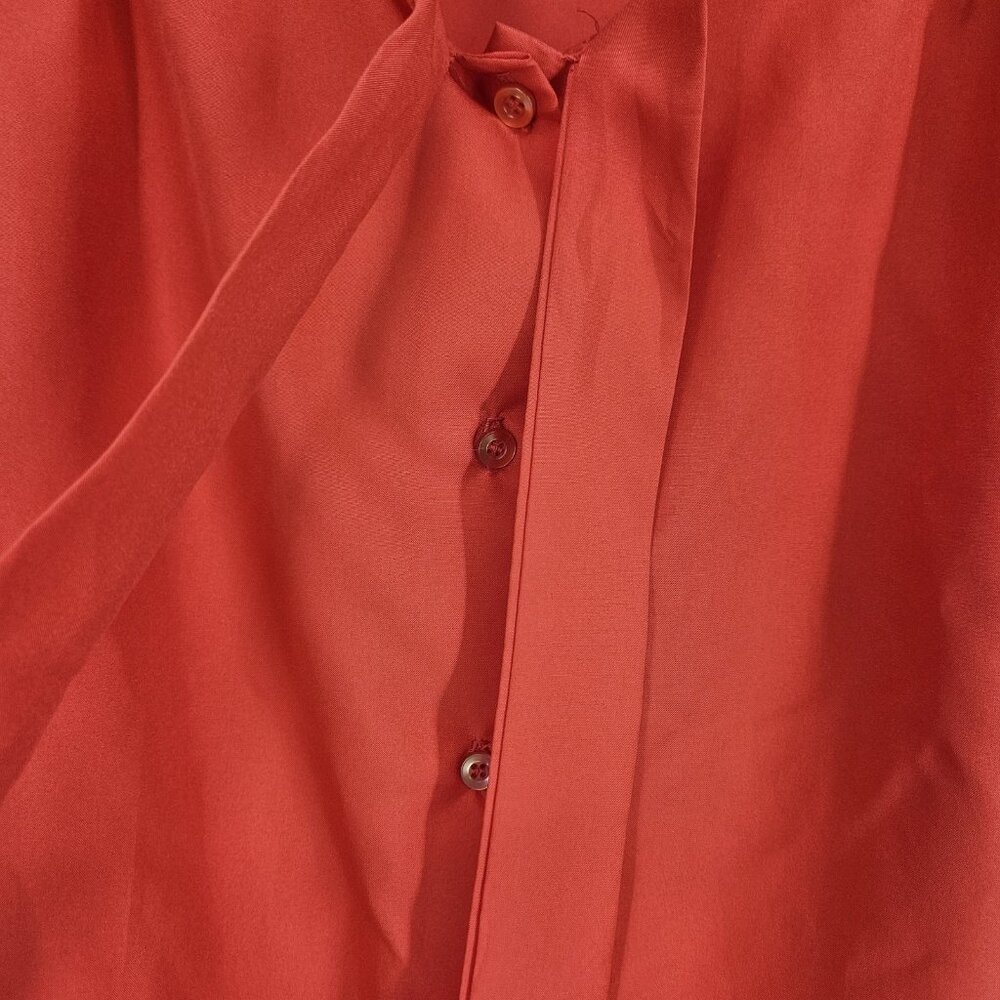 Vintage Sears Fashion Place Shirt Womens 38 Red Long Sleeve Blouse 70s Secretary - Picture 2 of 10